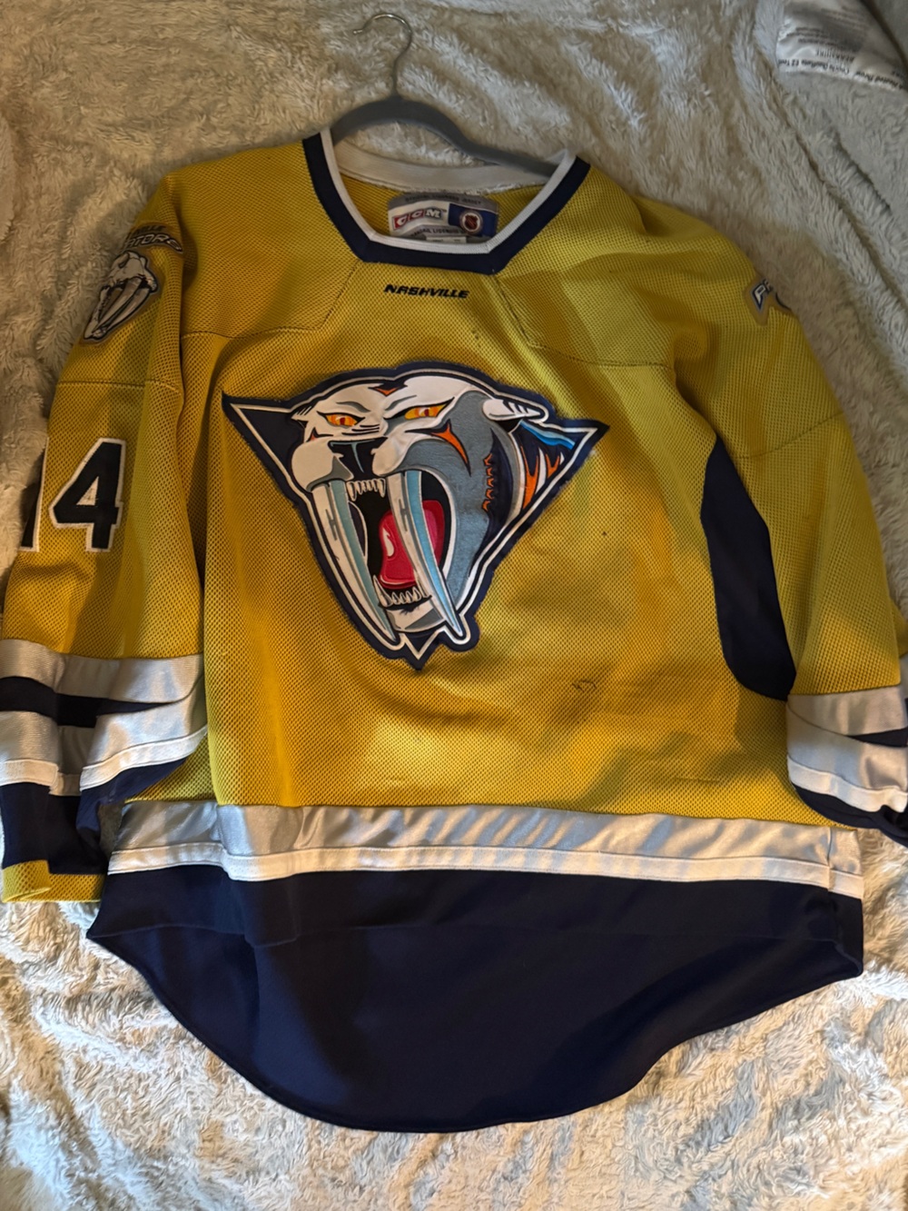 CCM Yellow and Navy Hockey Jersey with White Trim